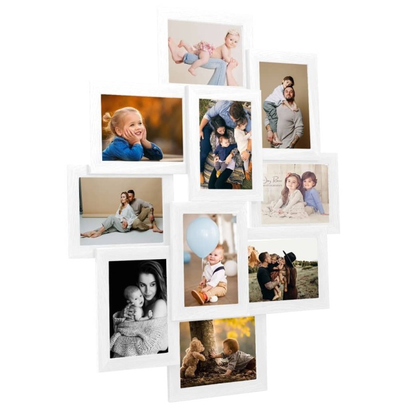 Collage de cadres photo de photo 10x(10x15 cm) Blanc MDF 