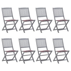 Chaises pliables d'extérieur lot de 8 et coussins Bois d'acacia 