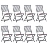 Chaises pliables d'extérieur lot de 8 et coussins Bois d'acacia 