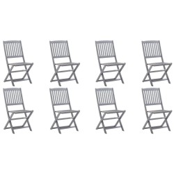 Chaises pliables d'extérieur lot de 8 et coussins Bois d'acacia 