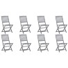 Chaises pliables d'extérieur lot de 8 et coussins Bois d'acacia 