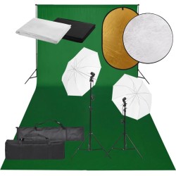 Kit de studio photo avec éclairage toile de fond et réflecteur 