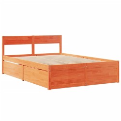 Cadre de lit sans matelas cire marron 120x200cm bois pin massif 