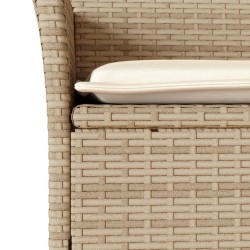 Ensemble à manger de jardin et coussins 5 pcs beige rotin verre 