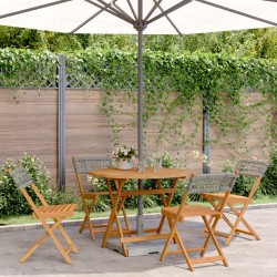 Ensemble à manger de jardin 5 pcs résine tressée et bois massif 