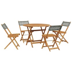 Ensemble à manger de jardin 5 pcs résine tressée et bois massif 