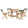 Ensemble à manger de jardin 5 pcs résine tressée et bois massif 