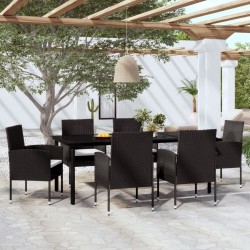 Ensemble à manger de jardin 7 pcs Noir 