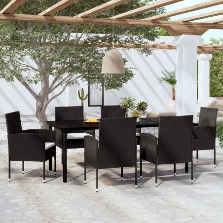 Ensemble à manger de jardin 7 pcs Noir 