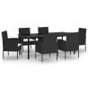 Ensemble à manger de jardin 7 pcs Noir 