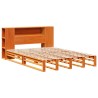 Lit bibliothèque sans matelas cire marron 120x190cm bois massif 