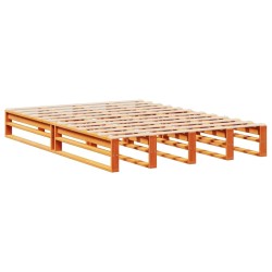Lit bibliothèque sans matelas cire marron 120x190cm bois massif 