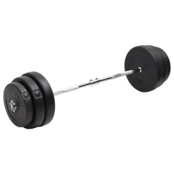 Barre d'haltères ondulée avec plaques 90 kg 