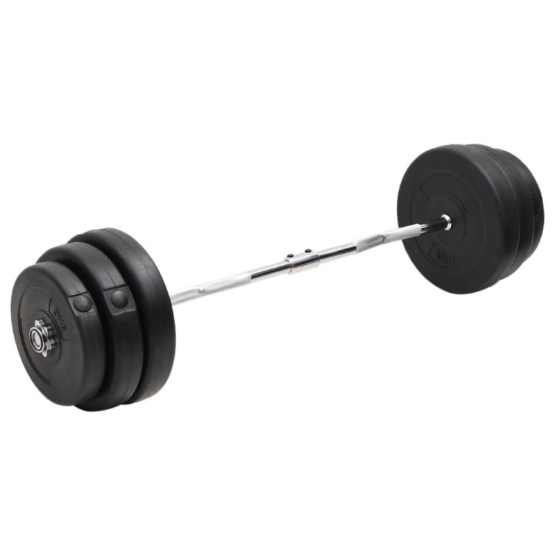 Barre d'haltères ondulée avec plaques 90 kg 