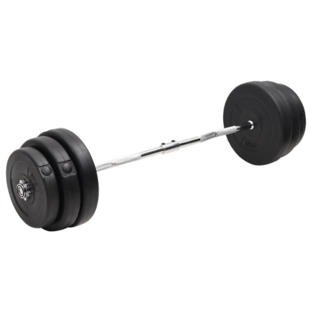 Barre d'haltères ondulée avec plaques 90 kg 