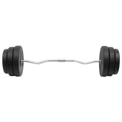 Barre d'haltères ondulée avec plaques 90 kg 