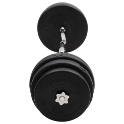 Barre d'haltères ondulée avec plaques 90 kg 