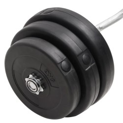 Barre d'haltères ondulée avec plaques 90 kg 