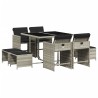 Ensemble à manger de jardin et coussins 9 pcs gris clair rotin 