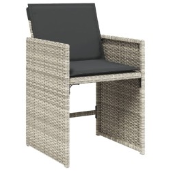 Ensemble à manger de jardin et coussins 9 pcs gris clair rotin 