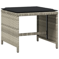 Ensemble à manger de jardin et coussins 9 pcs gris clair rotin 