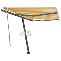 Auvent manuel rétractable sur pied 300x250 cm Jaune/Blanc 