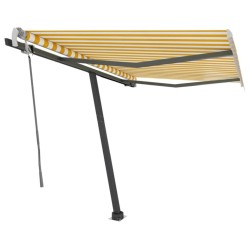Auvent manuel rétractable sur pied 300x250 cm Jaune/Blanc 