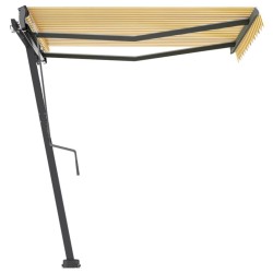 Auvent manuel rétractable sur pied 300x250 cm Jaune/Blanc 