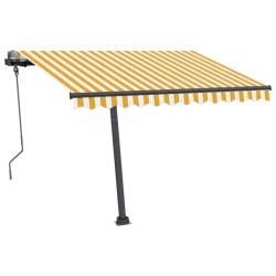 Auvent manuel rétractable sur pied 300x250 cm Jaune/Blanc 