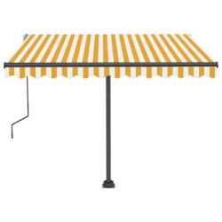 Auvent manuel rétractable sur pied 300x250 cm Jaune/Blanc 