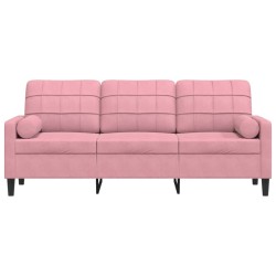 Canapé 3 places avec oreillers décoratifs rose 180 cm velours 