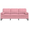 Canapé 3 places avec oreillers décoratifs rose 180 cm velours 