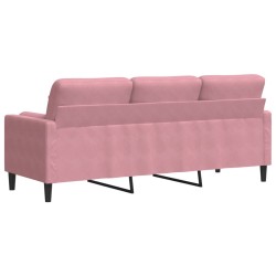 Canapé 3 places avec oreillers décoratifs rose 180 cm velours 