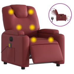 Fauteuil de massage inclinable électrique rouge bordeaux 