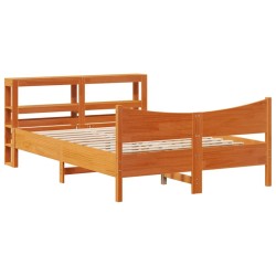 Cadre de lit et tête de lit cire marron 140x200 cm bois de pin 
