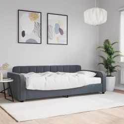 Lit de jour avec matelas gris foncé 90x190 cm velours 