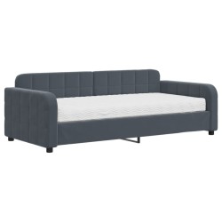 Lit de jour avec matelas gris foncé 90x190 cm velours 