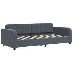 Lit de jour avec matelas gris foncé 90x190 cm velours 