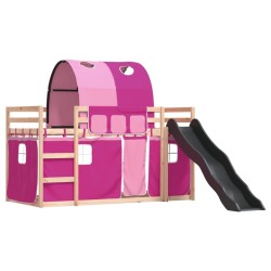 Lit superposé sans matelas avec toboggan et rideaux 90x190 cm 
