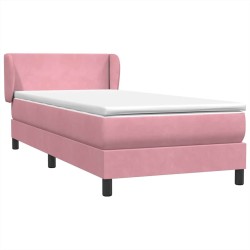 Sommier à lattes de lit avec matelas rose 100x210 cm velours 