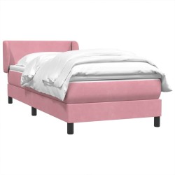 Sommier à lattes de lit avec matelas rose 100x210 cm velours 