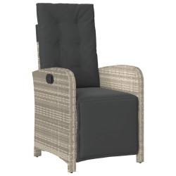 Ensemble de bistro 3 pcs et coussins gris clair résine tressée 