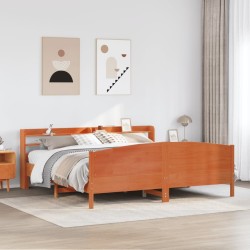 Cadre de lit sans matelas cire marron 180x200cm bois pin massif 