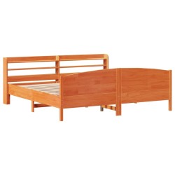 Cadre de lit sans matelas cire marron 180x200cm bois pin massif 