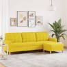 Canapé à 3 places avec repose-pieds Jaune clair 210 cm Tissu 
