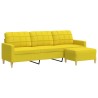 Canapé à 3 places avec repose-pieds Jaune clair 210 cm Tissu 