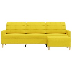 Canapé à 3 places avec repose-pieds Jaune clair 210 cm Tissu 