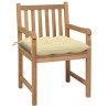 Chaises de jardin lot de 2 et coussins blanc crème Bois de teck 