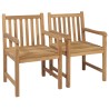 Chaises de jardin lot de 2 et coussins blanc crème Bois de teck 