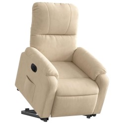 Fauteuil inclinable électrique crème tissu microfibre 